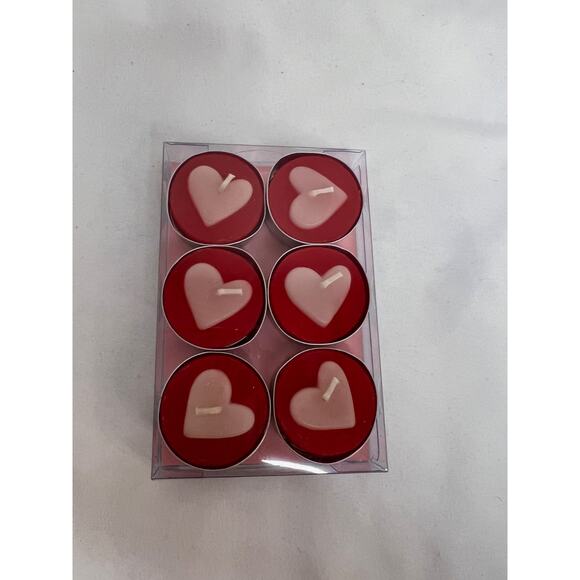 Crate & Barrel Red/Pink Heart Tea Light Candle Box of 6 new NIB! - Picture 5 of 5